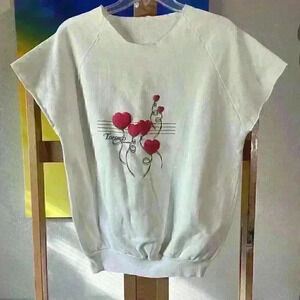 Vintage Canada Toronto Hearts Balloons Music Puff Print Sleeveless T-Shirt XL